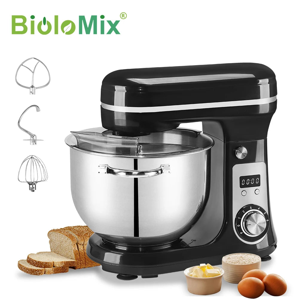 Biolomix 6-Speed Stand Mixer With Dough Hook And Wire Whip