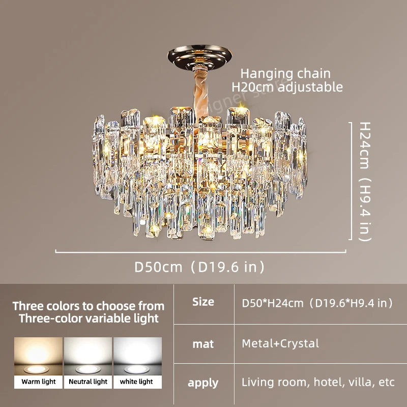 Yingxuan Loft Pendant Light Crystal Chandelier LED Ceiling Lamp For Dining Room Modern Living