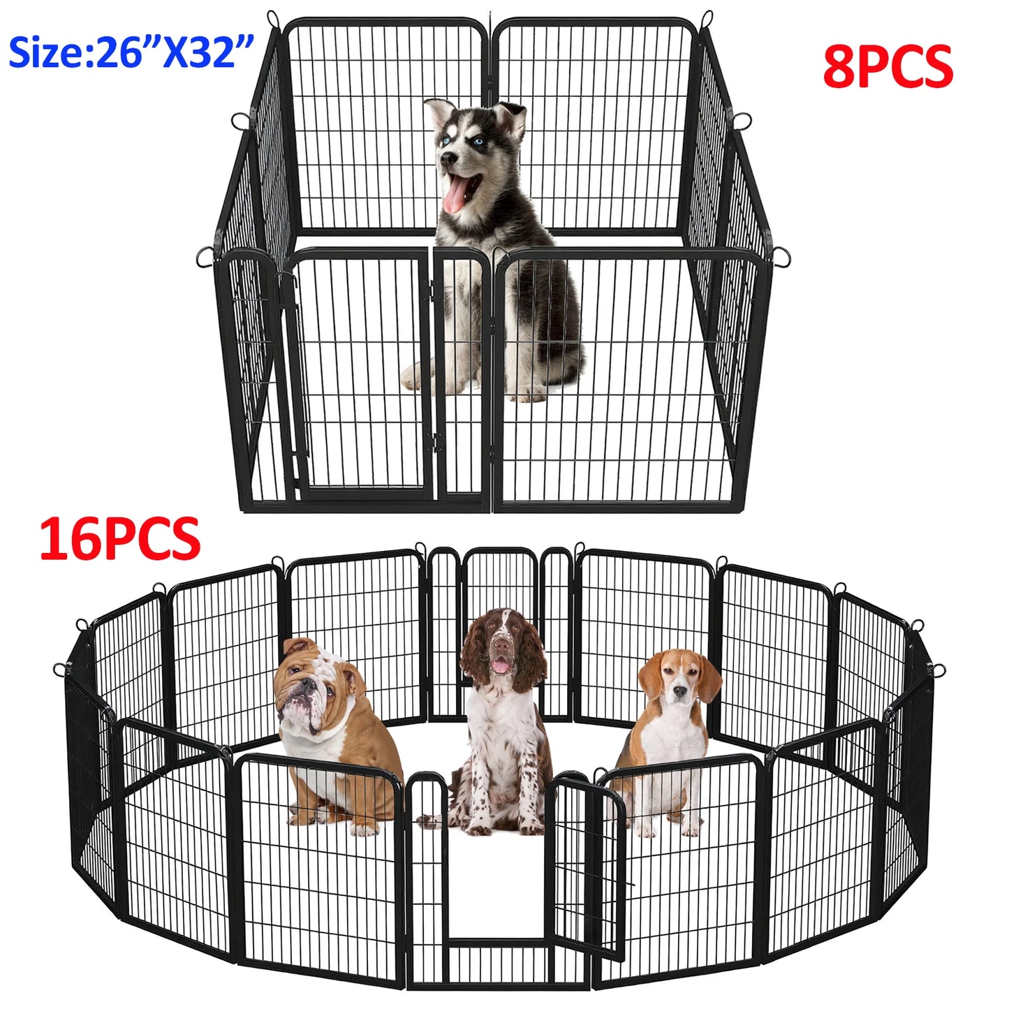 Dog Playpen With Door WeatherResistantAllSeason Foldable Iron Pet Fence Enclosure