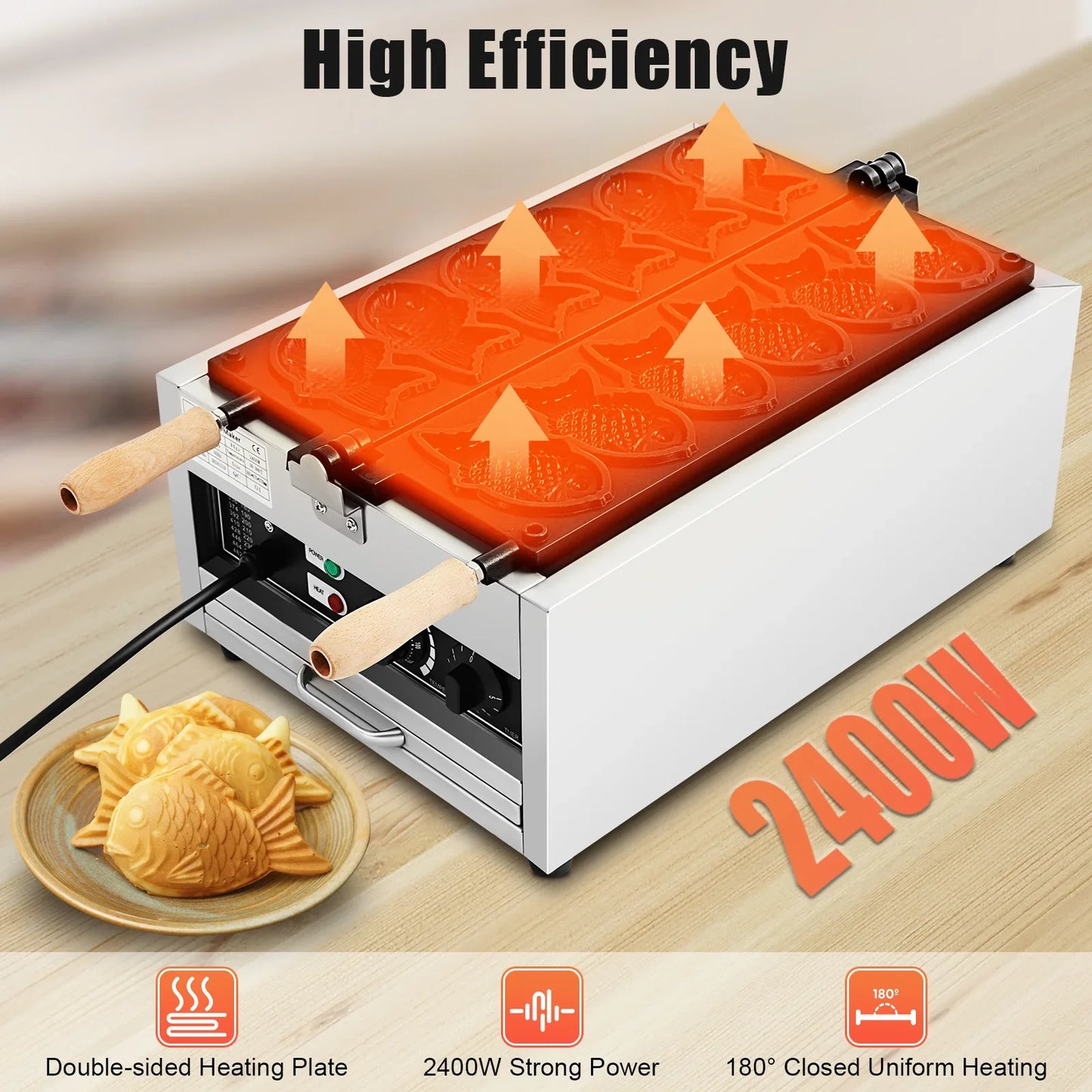 Sweetmile Fish Shape Waffle Maker With Six Slots And Nonstick