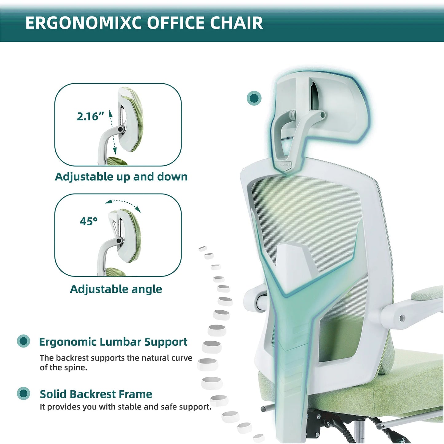 JHK Ergonomic Reclining High Back Mesh Office Chair With Lumbar Support Pillow And Swivel Rolling Base