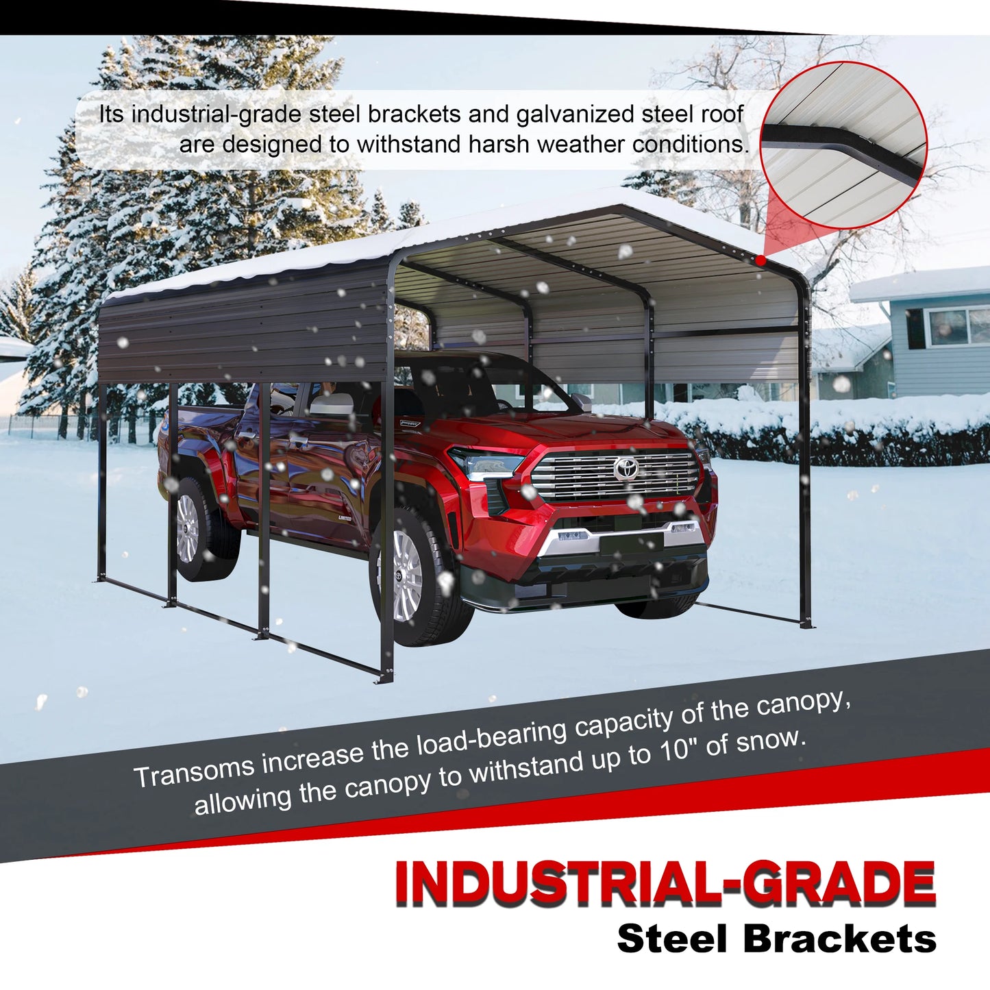 LZBEITEM 13x20 Car Ports Heavy Duty-Prefab Metal Carport with Galvanized Steel Roof Steel Carport Kits Outdoor with Metal Roof