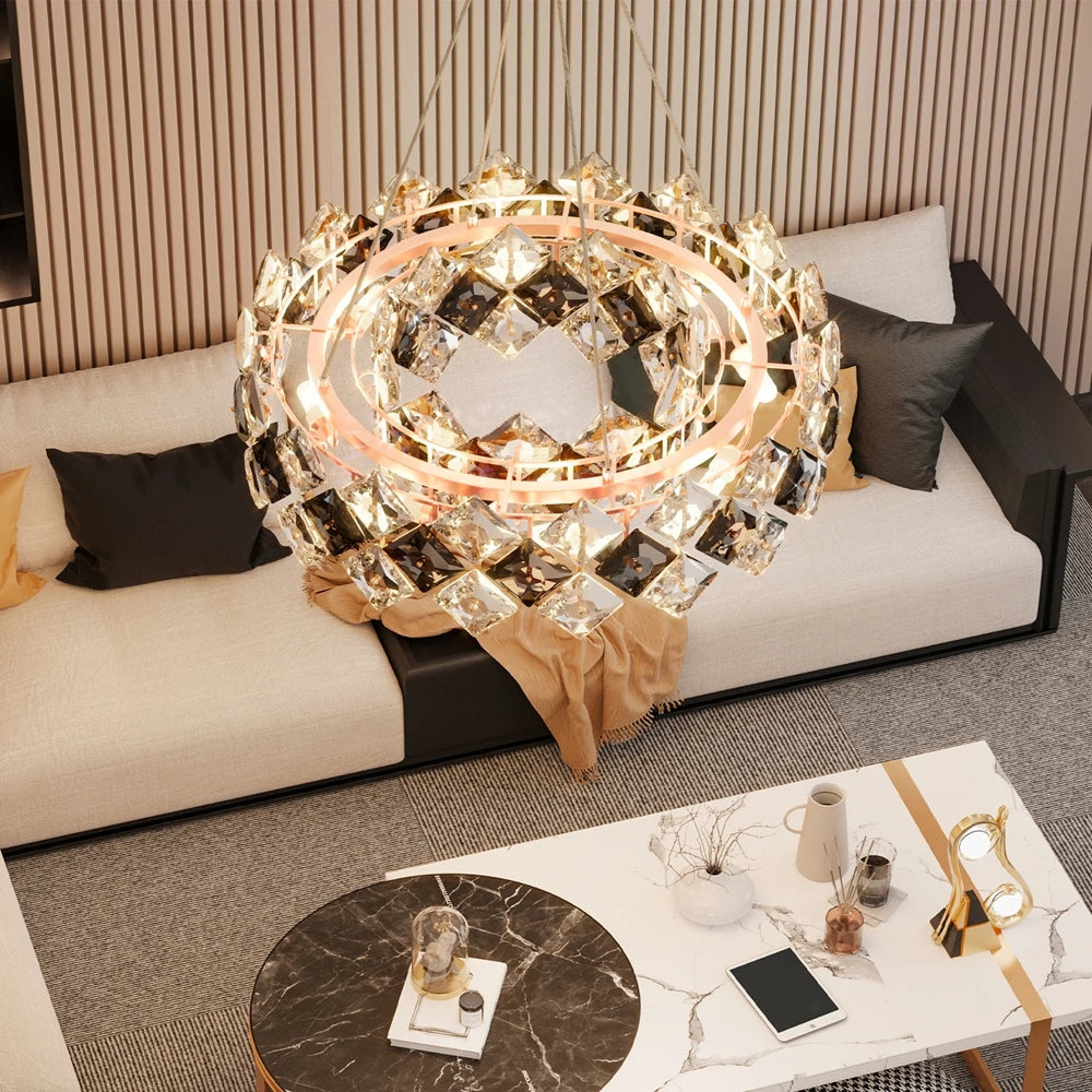 Vrygle Round Crystal Chandelier LED Pendant Ceiling Light