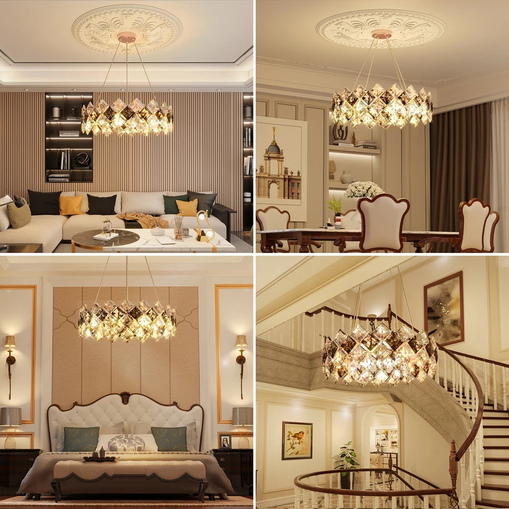 Vrygle Round Crystal Chandelier LED Pendant Ceiling Light