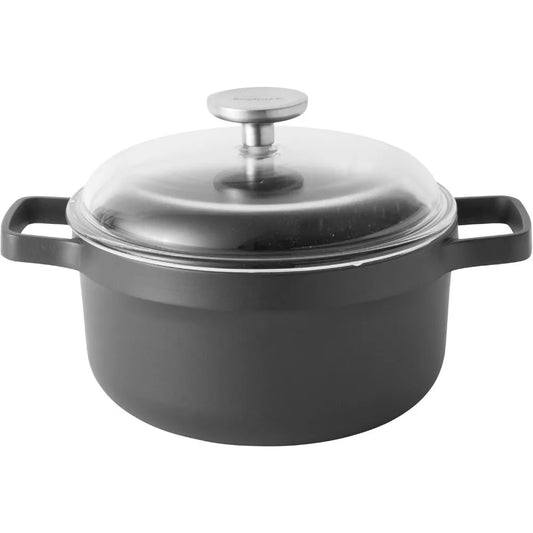 BergHOFF GEM Nonstick 8" Stockpot 3qt with Glass Lid Ferno-Green, Non-Toxic Coating Induction Cooktop Ready