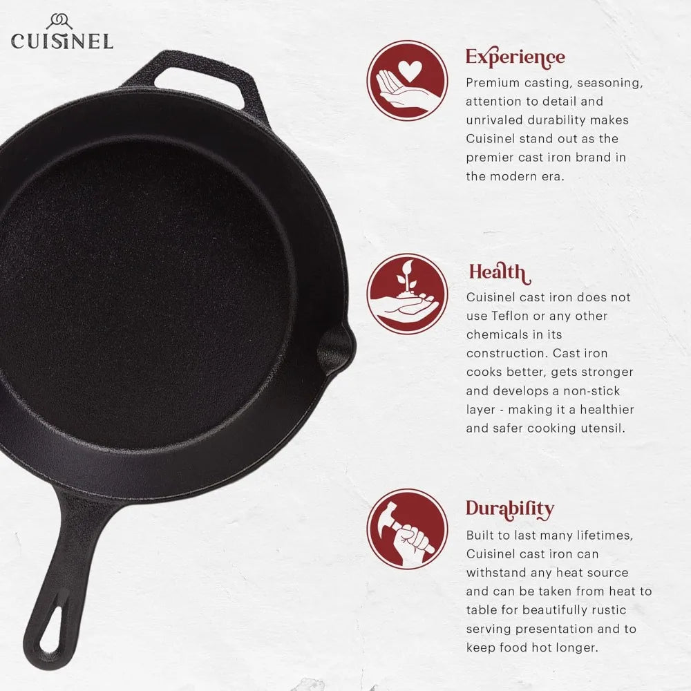 Premium Cast Iron Skillet Set FourPiece Preseasoned IndoorOutdoor Cooking Enthusiasts