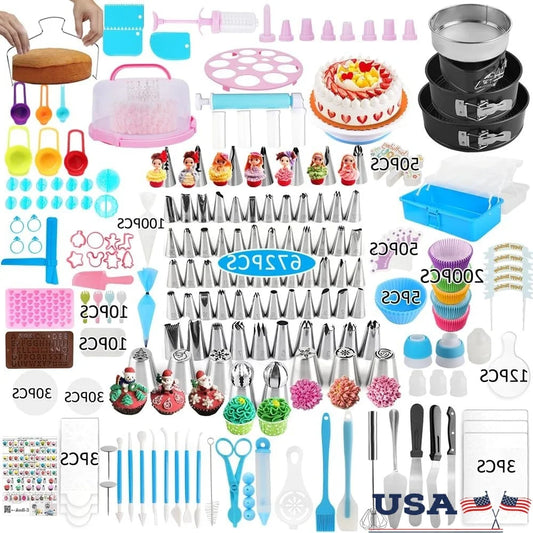 Cookie Tools Cake Decorating Kit 672 Pieces with Turntable