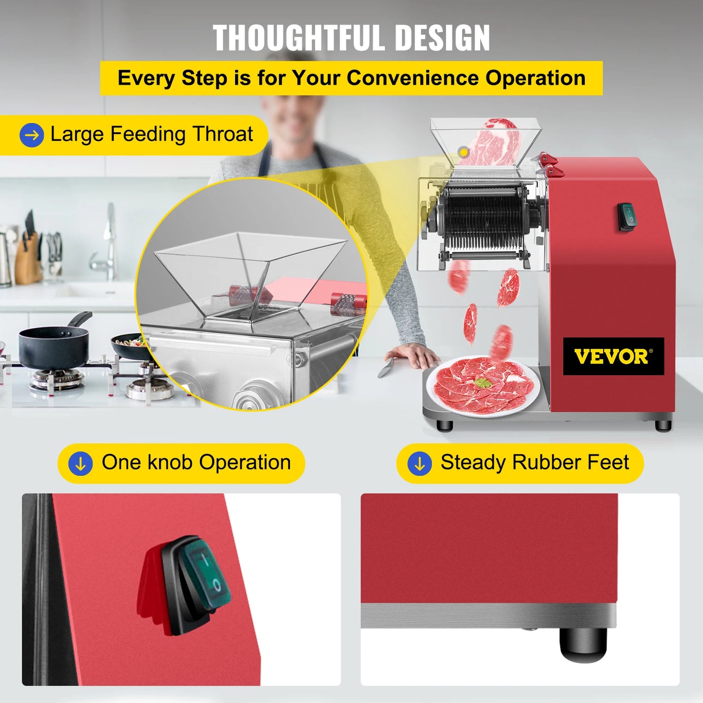 VEVOR Commercial Electric Meat Slicer Grinder and Vegetable Cutter
