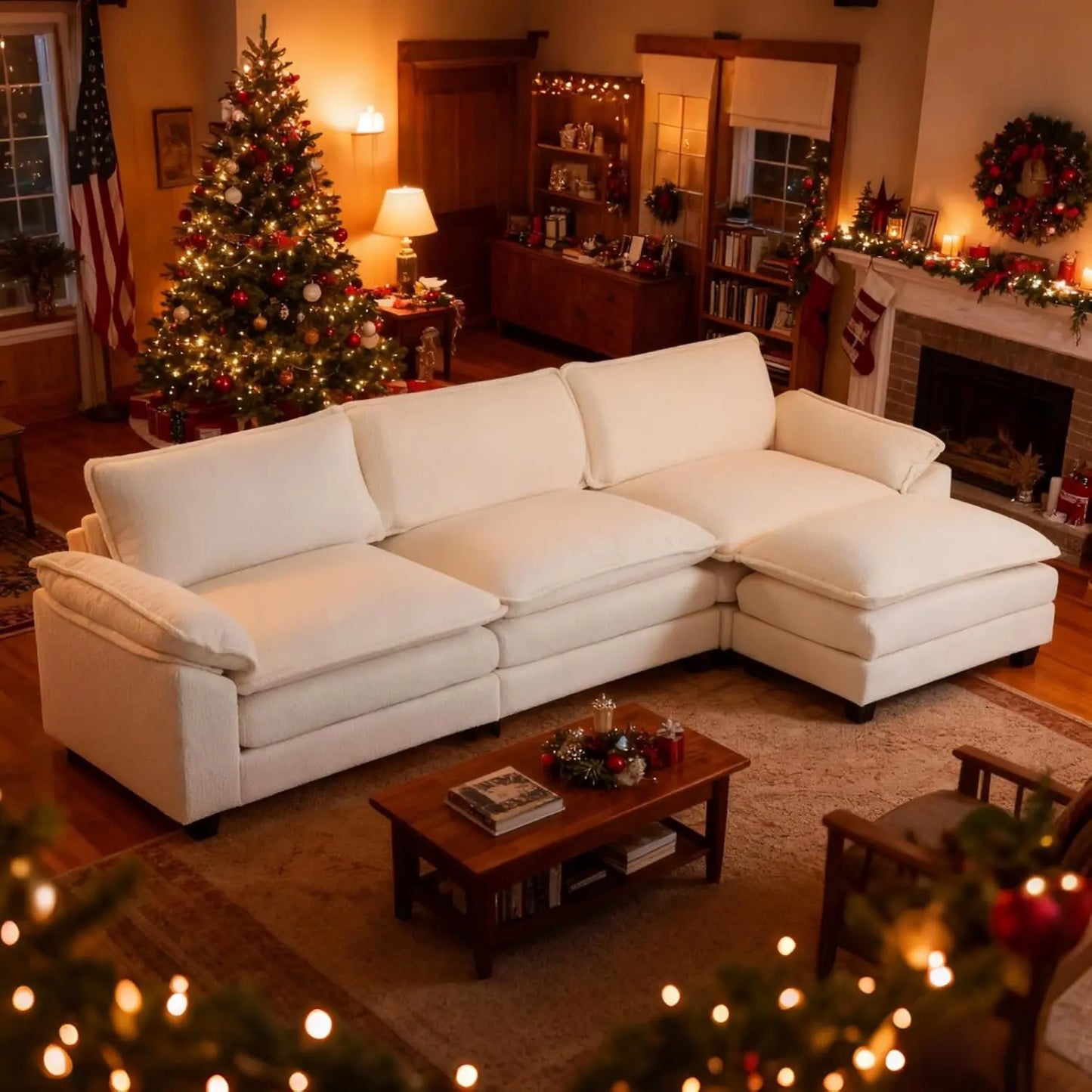 Modular Sectional Sofa With Ottoman Chenille Sleeper Upholstered Furniture