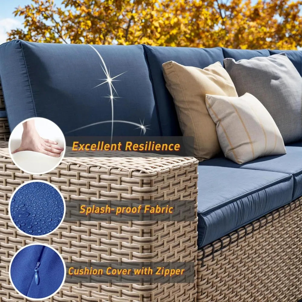 Thirteen Piece Outdoor Patio Wicker Furniture Set High Back Rattan