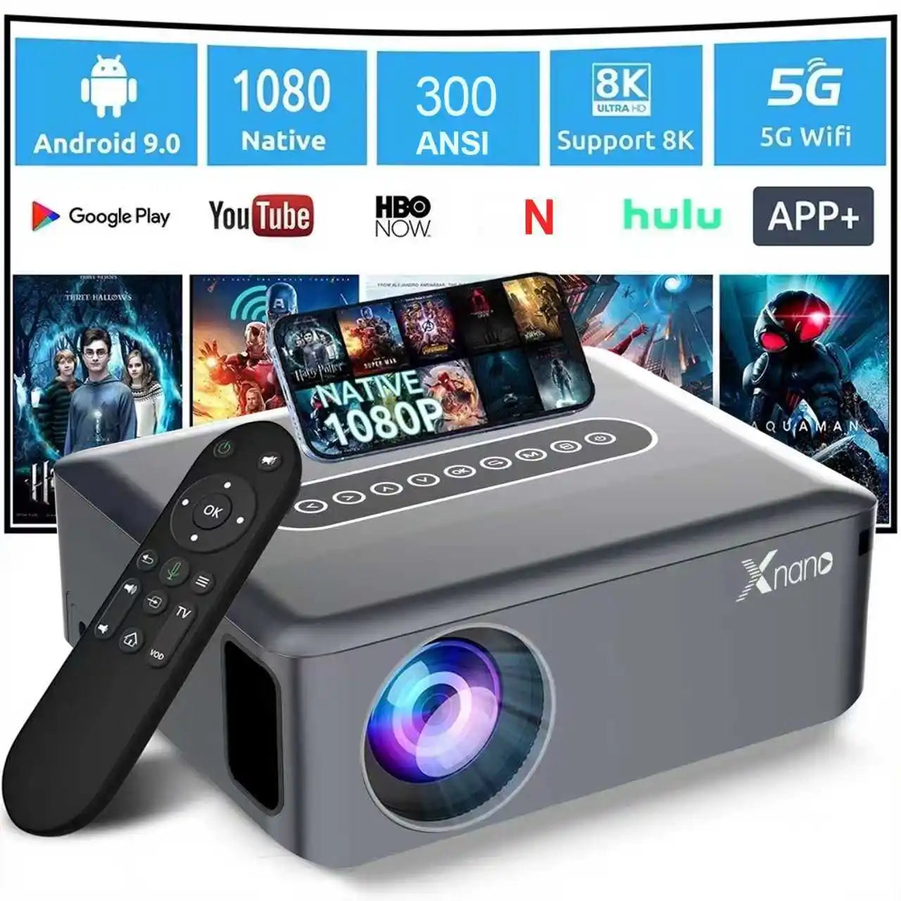 XNANOB X1 T972 4K Smart Projector Android 9 Quad Core