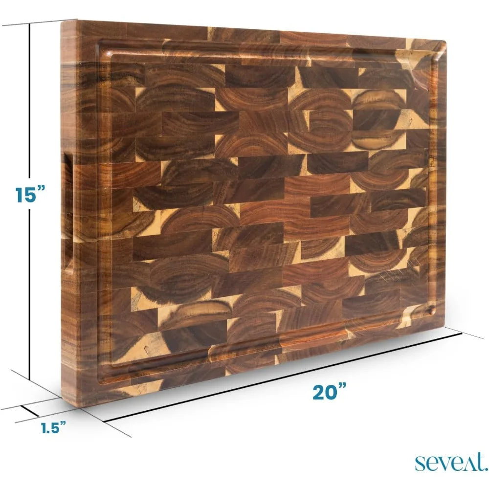 Acacia Wood Double-Sided Cutting Board With Juice Groove