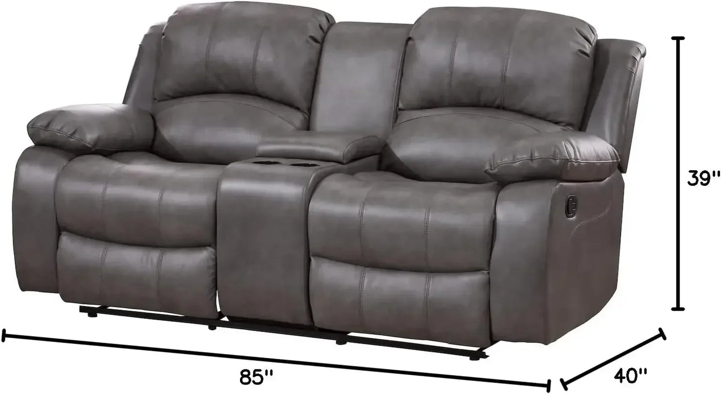 2 Piece Leather Air Reclining Sofa Loveseat Set