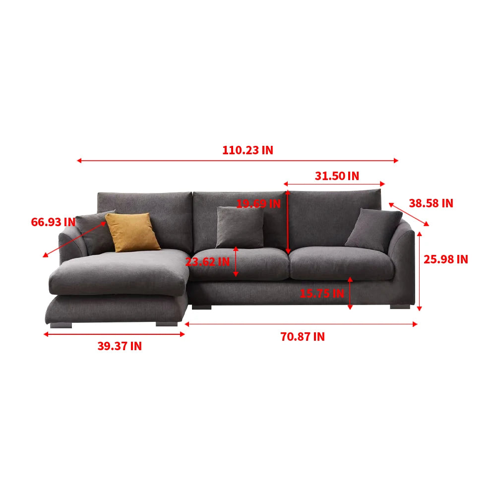 CN Guangdong Cloud Down Filled L Shaped Chaise Sofa