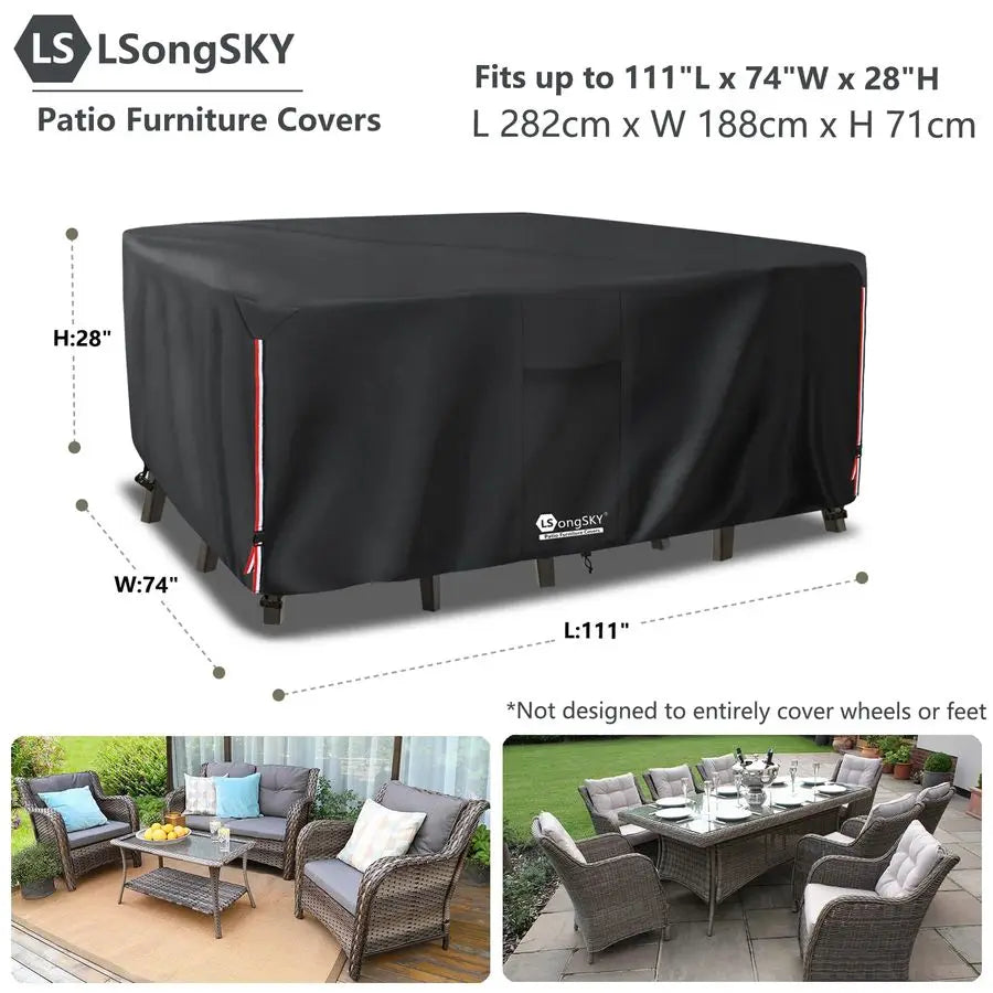 Waterproof 600D Heavy Duty Patio Furniture Covers For Sets