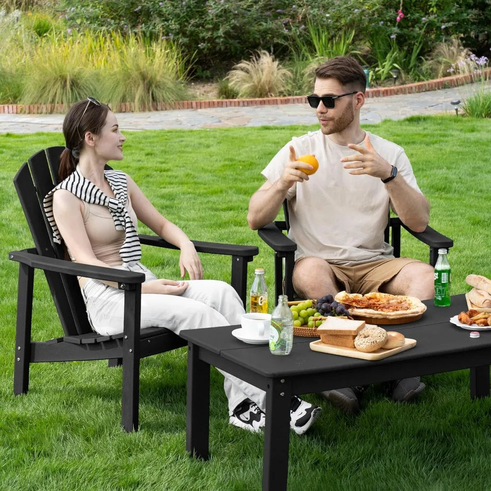 Compact Stackable Adirondack Chairs Set of 4, 26.3" Wide HDPE Outdoor Patio Chairs - Durable, Space-Saving Design for Porch