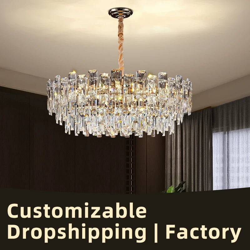 Yingxuan Loft Pendant Light Crystal Chandelier LED Ceiling Lamp For Dining Room Modern Living