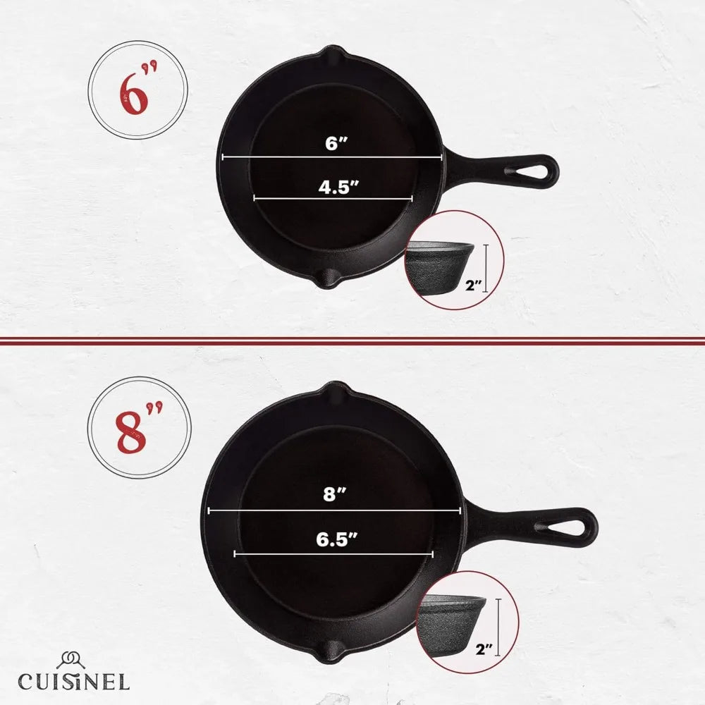 Premium Cast Iron Skillet Set FourPiece Preseasoned IndoorOutdoor Cooking Enthusiasts