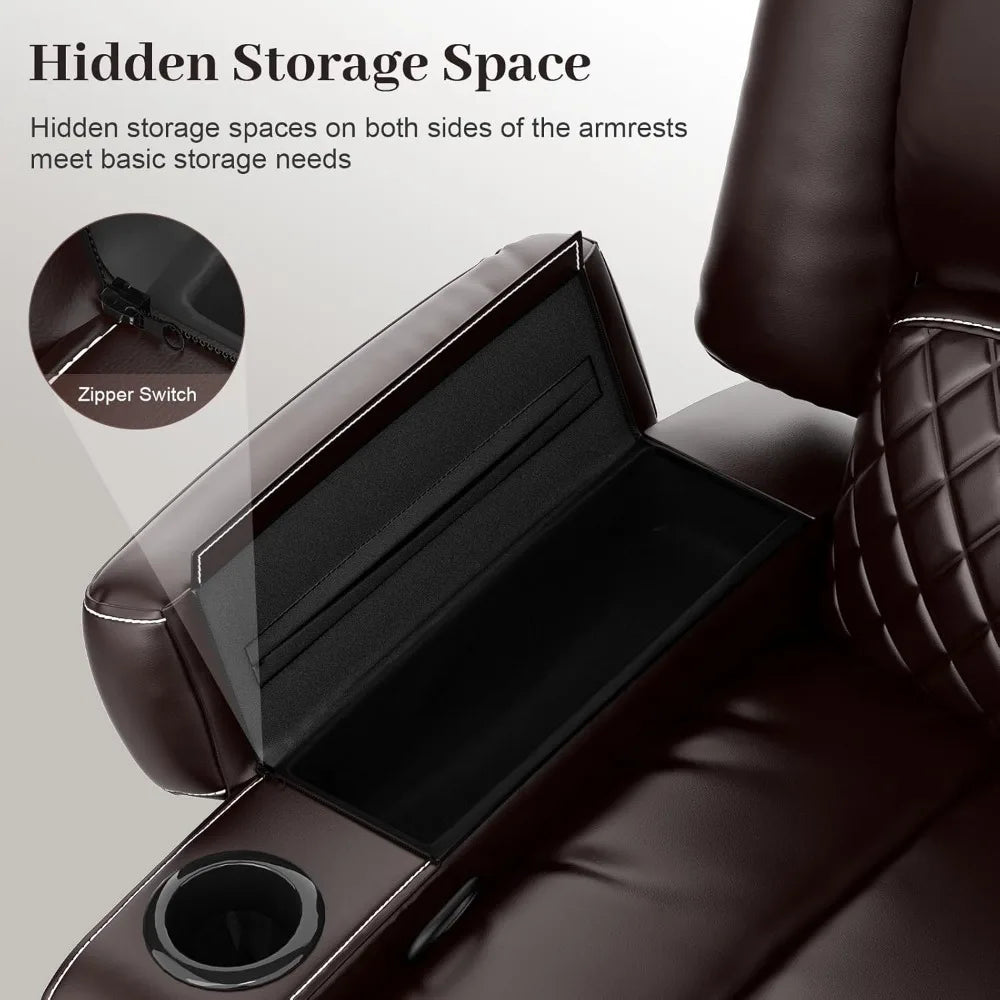 Loveseat Recliner Sofa, Manual Reclining Loveseat with Removable Armrest, Faux Leather Recliner Loveseat for Adults with 2-Tier