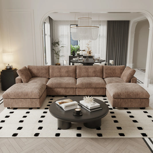 Sdorens Cloud Sectional Sofa U Shaped 6 Seat Ottoman