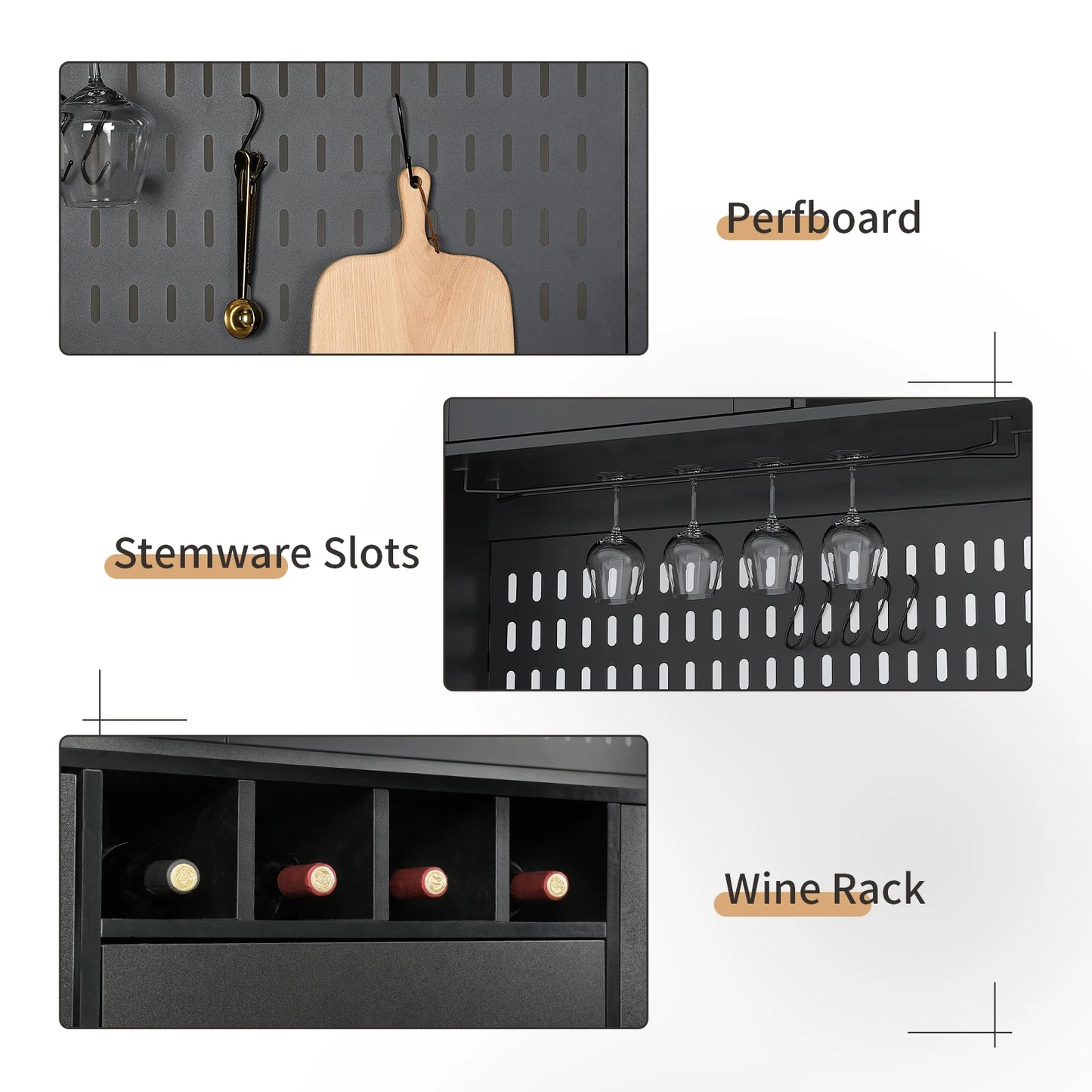 VOWNER Pantry Cabinet Freestanding Kitchen Storage Hutch With Pegboard