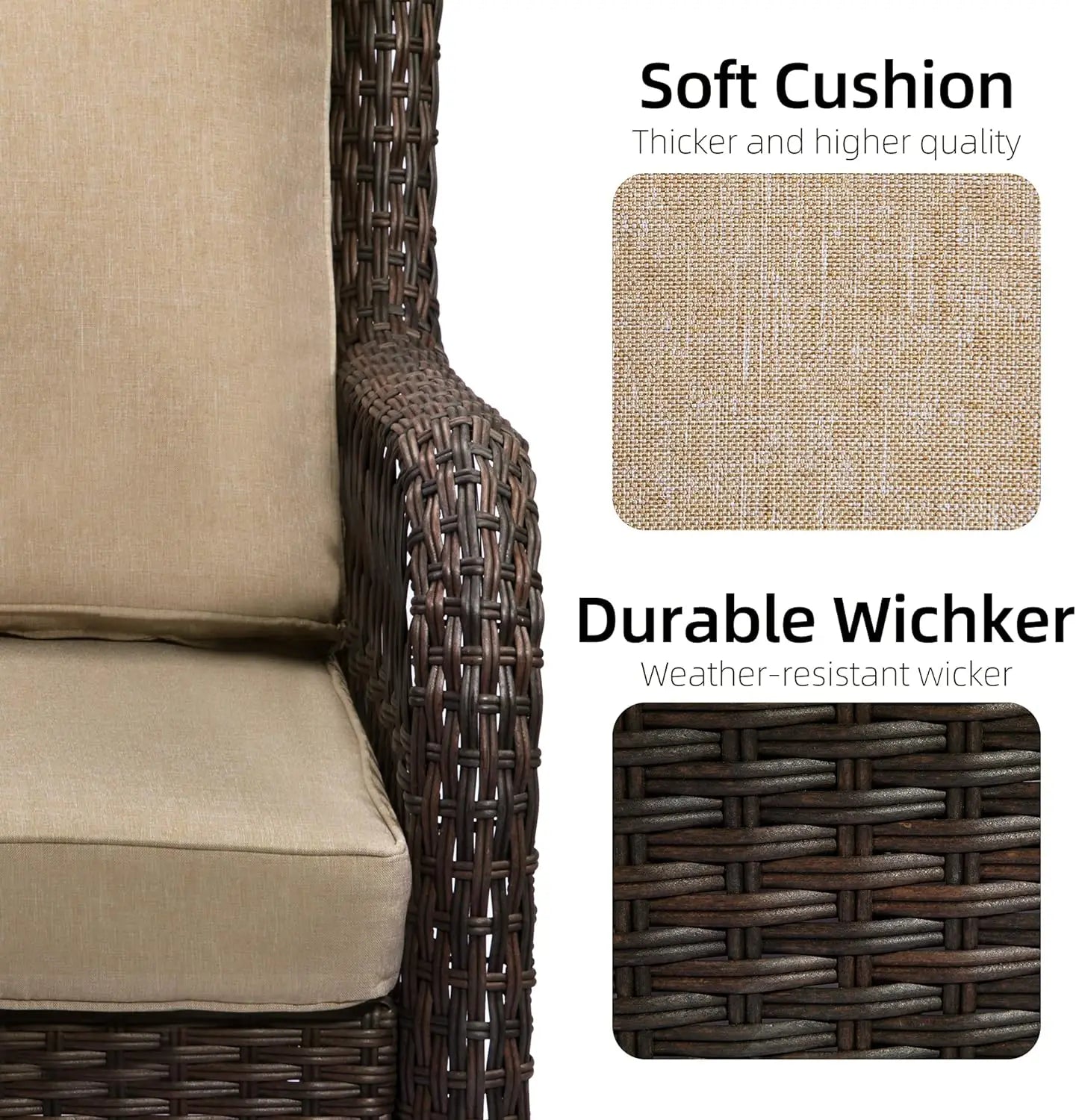 Outdoor Wicker Swivel Rocker Patio Set With Cushions