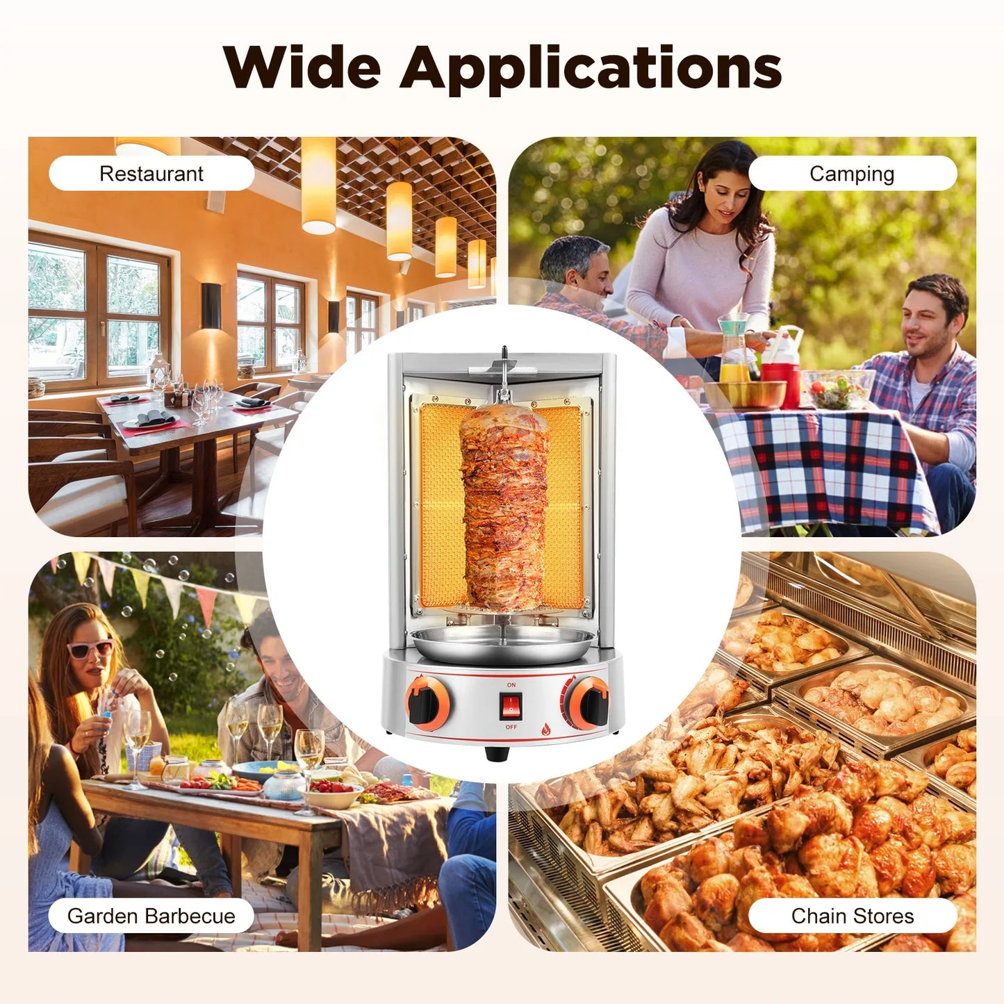 3000W Doner Kebab Machine Gas Electric Vertical Oven