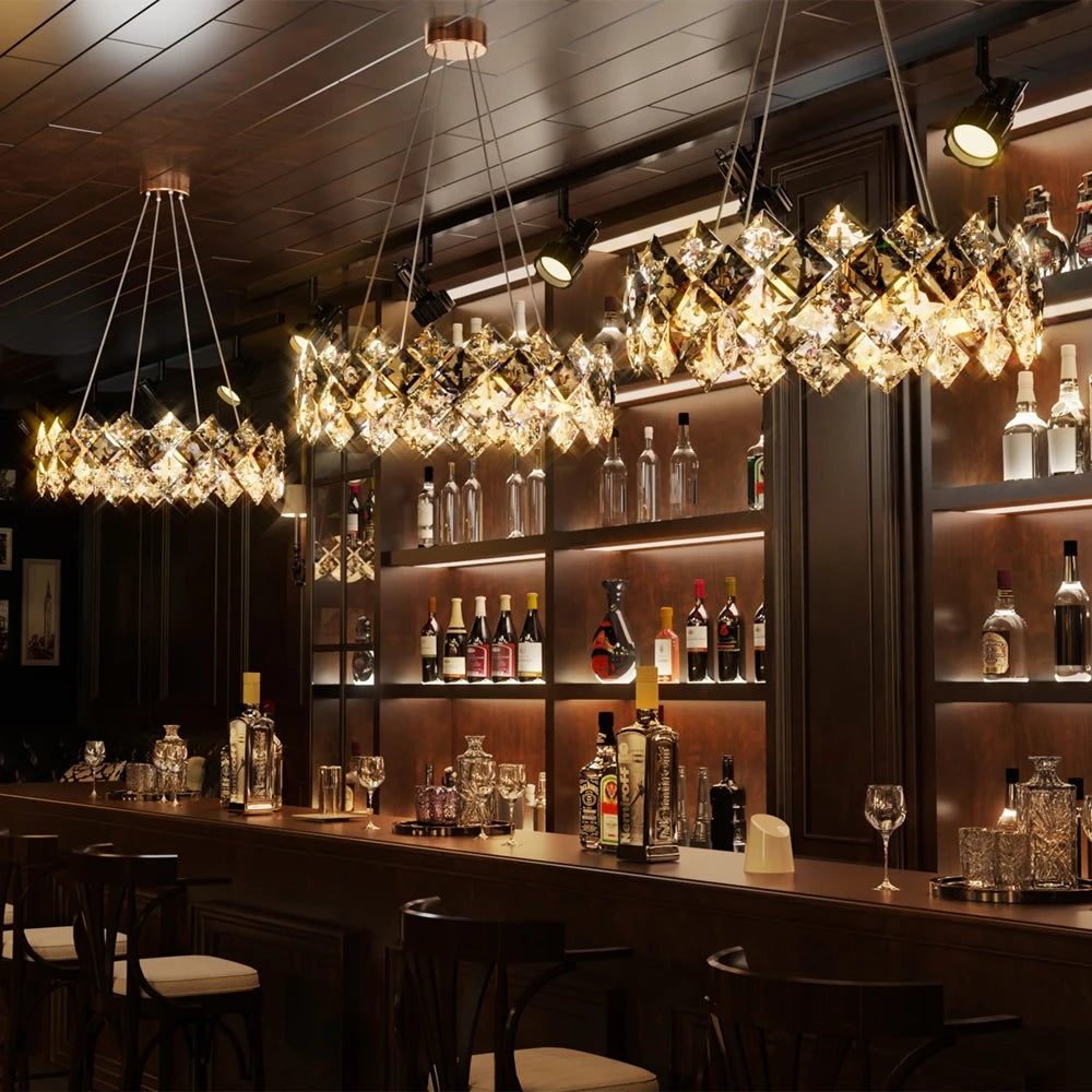 Vrygle Crystal Pendant Light Chandelier Three Color Changing LED