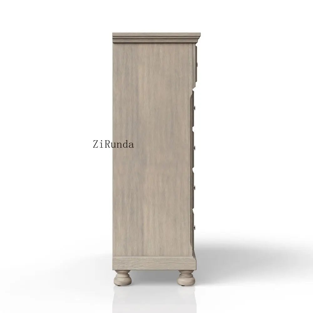 5 Drawer Chest Living Room Storage Cabinet Solid Wood MDF