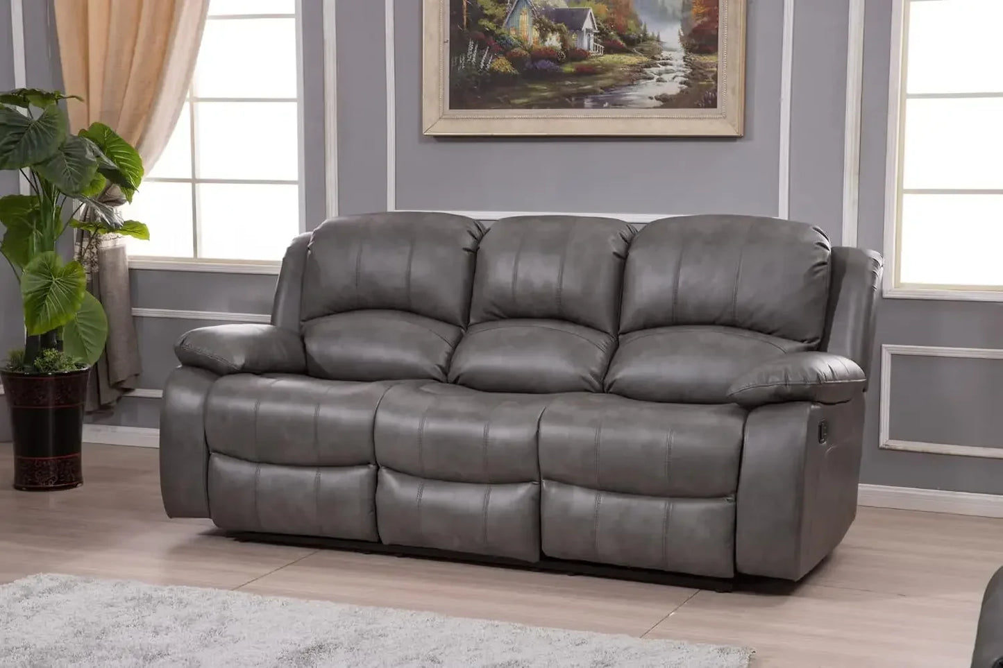 2 Piece Leather Air Reclining Sofa Loveseat Set