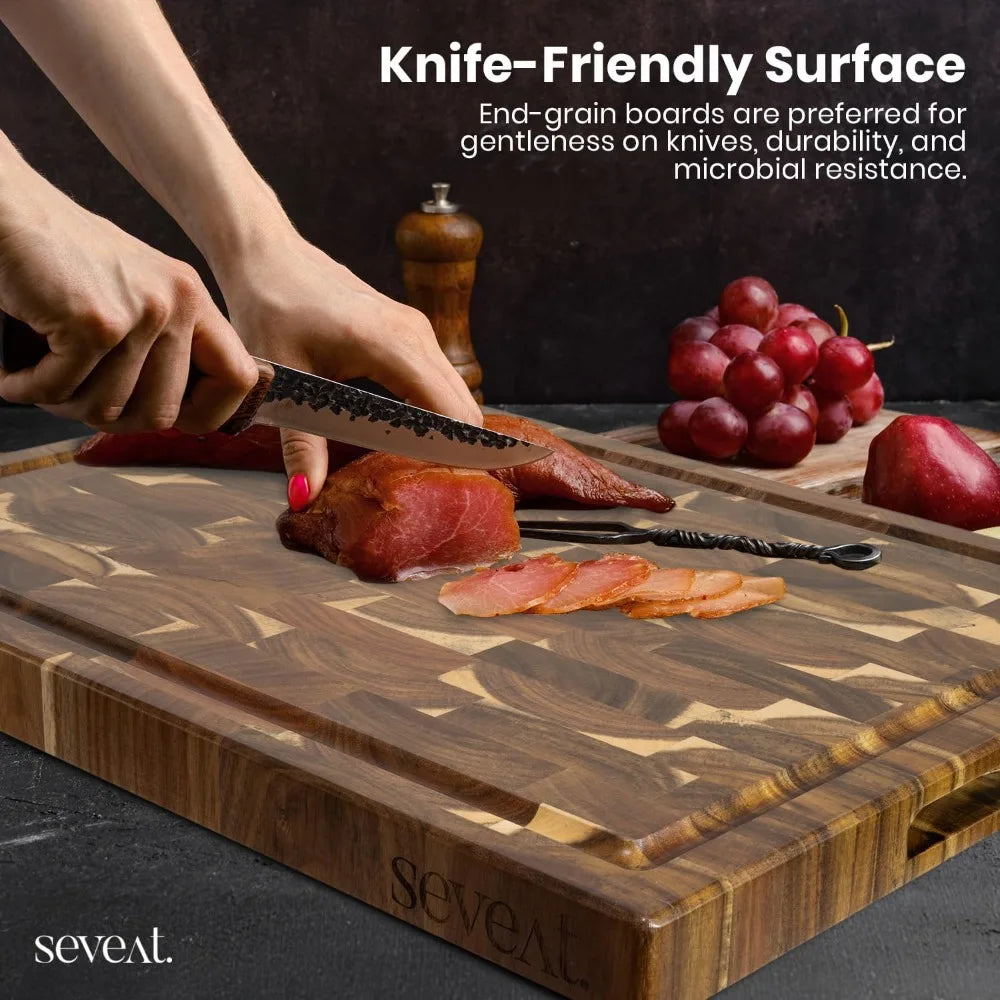 Acacia Wood Double-Sided Cutting Board With Juice Groove