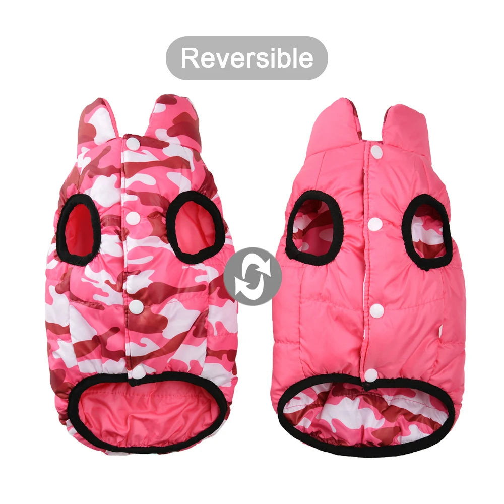 Holapet Reversible AllSeason Weatherproof Winter Dog Jacket Camouflage Print Coat
