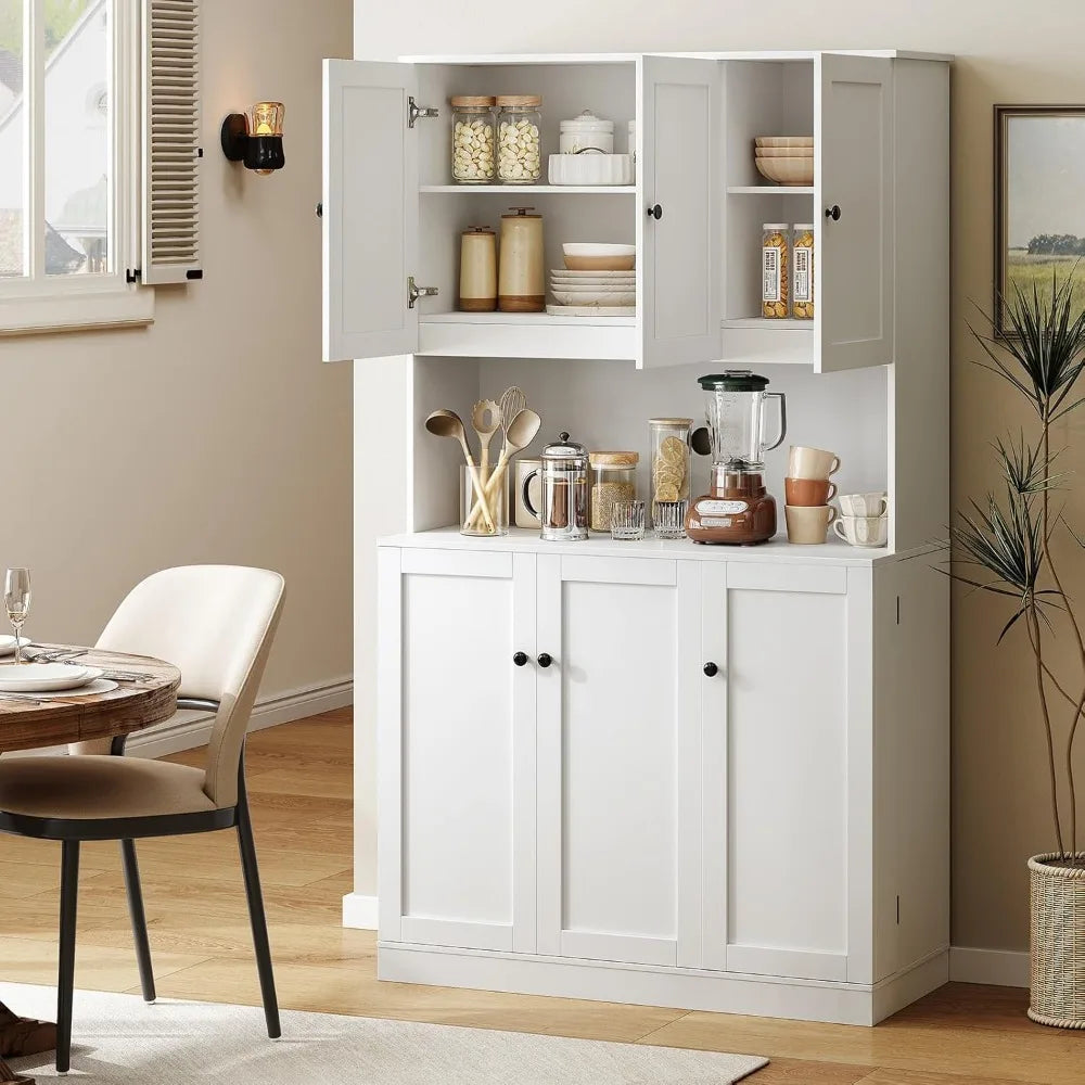 General Use Freestanding Engineered Wood Pantry Cabinet Microwave Stand DoorStorage