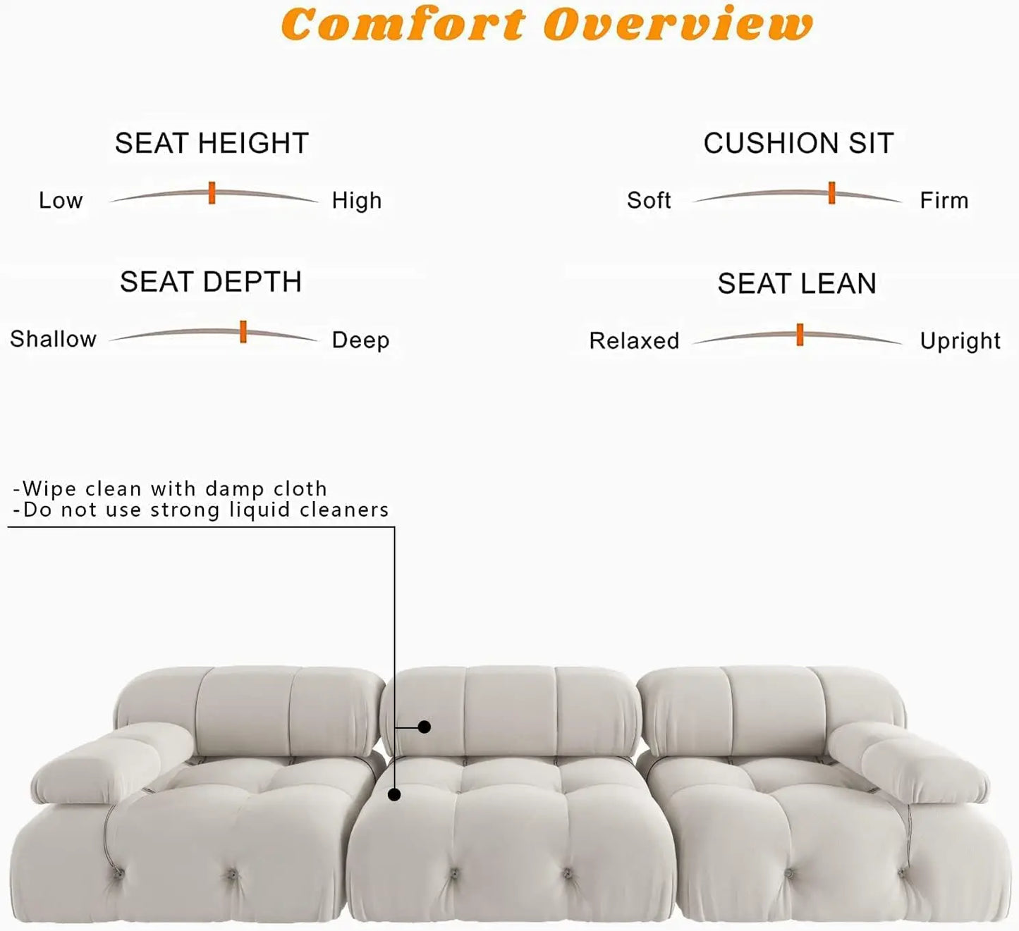 Sdorens Velvet Modular Sectional Sofa Set Convertible 3 Seater For Living Room Office