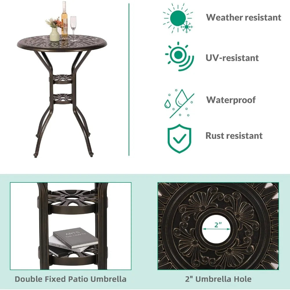 DAFIFY 3-Piece Patio Swivel Bar Stool Set All-Weather Aluminum Furniture