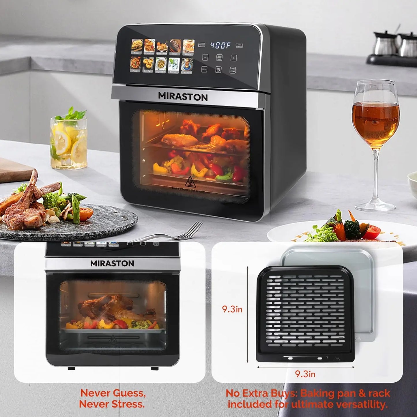 XMSJ Air Fryer Toaster Oven Combo With 10 Presets Pro