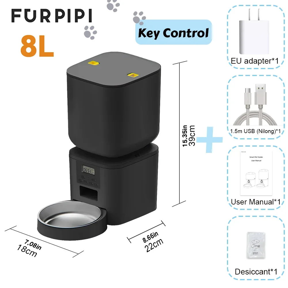 Furpipi Automatic Cat Feeder With Key Control And Time Setting