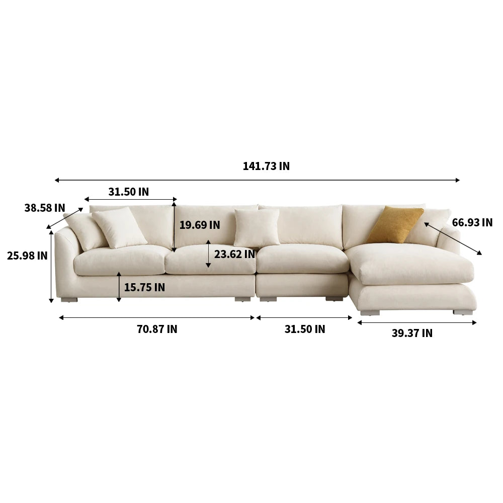 CN Guangdong Cloud Down Filled L Shaped Chaise Sofa