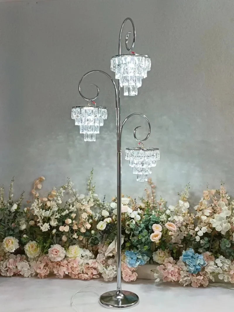 Crystal Floor Lamp Luxury Gold Led Wedding Decor Home