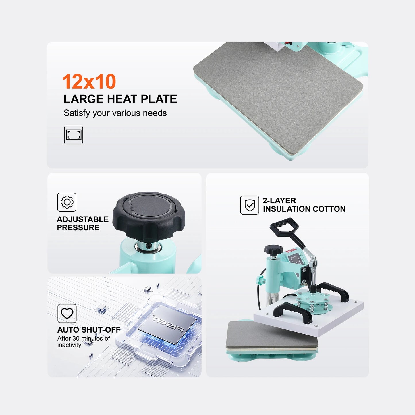 SucceBuy Heat Press Swing Away 360 Degree Digital Temperature Control 700W For T Shirts Pillows Bags