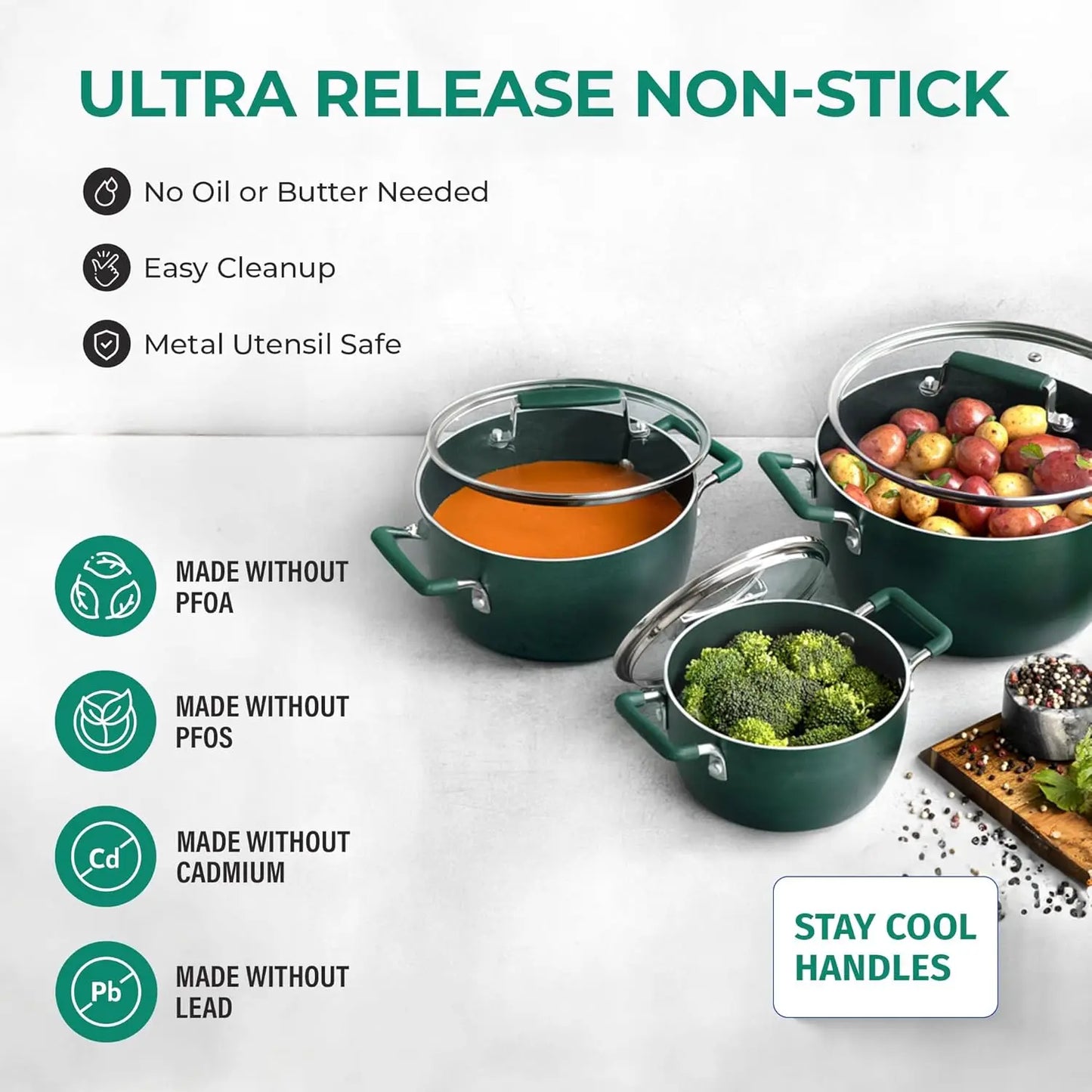 Granite Nonstick Cookware Set Non Toxic Dishwasher Safe