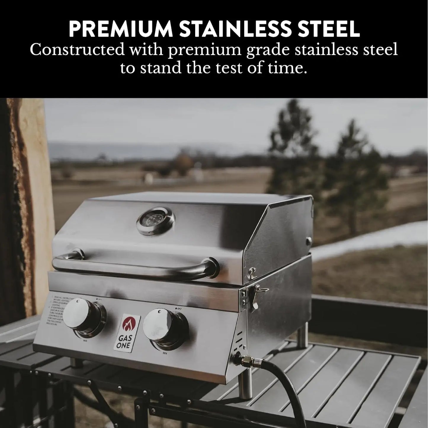 Portable Propane Tabletop Grill with Heat Control and Thermometer