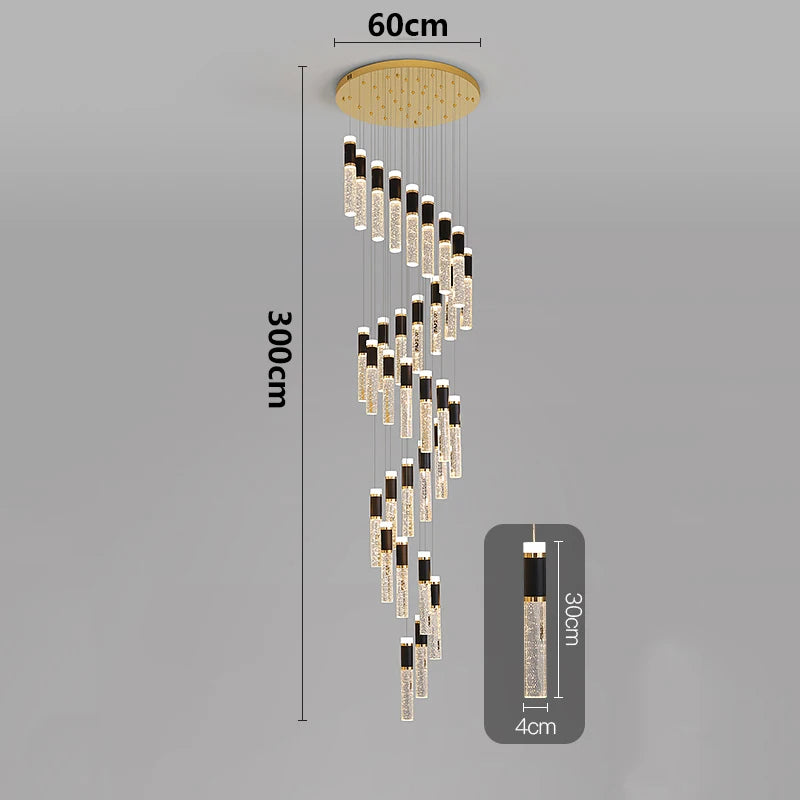 Savenmade Crystal Staircase Pendant Chandelier for Living Room Lighting