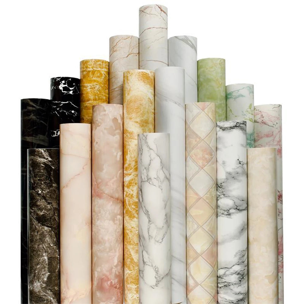 Self Adhesive Marble PVC Film Waterproof Oilproof Wallpaper For Countertops