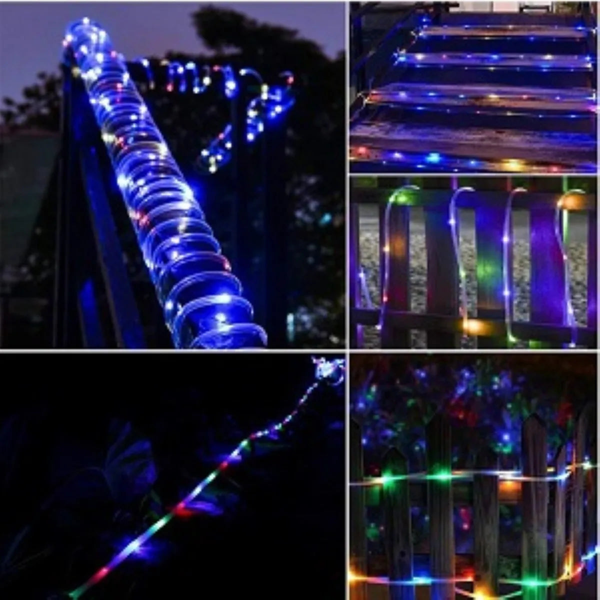 Rechargeable Solar Rope Light 200 LED Waterproof Fairy Lights With 8 Lighting Modes
