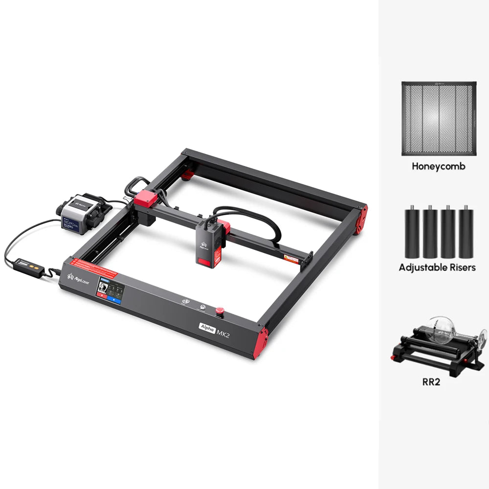 AlgoLaser Alpha MK2 Laser Engraver 20W Output Power 3.5” Color Touch Screen App Offline Control DIY Engraver Tool for Metal MDF