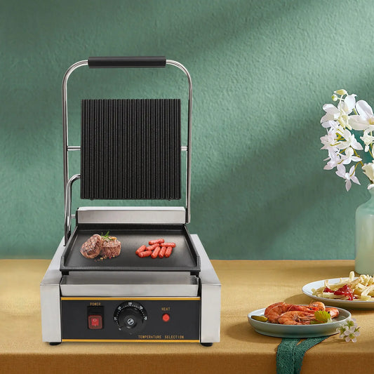 1800W Electric Stainless Steel Sandwich Maker Panini GrillMasterPro Durable Plates
