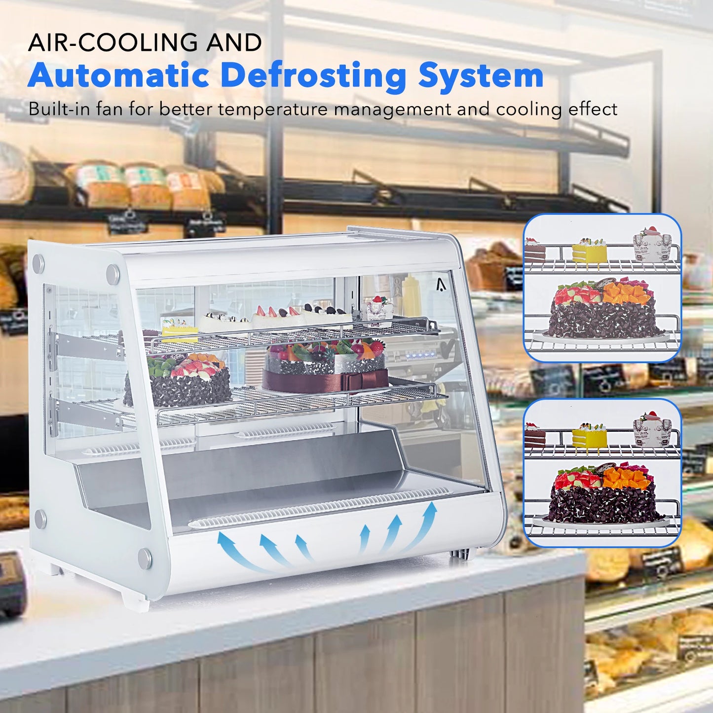 Acekool Commercial Pastry Display Refrigerator With Tempered Glass Door