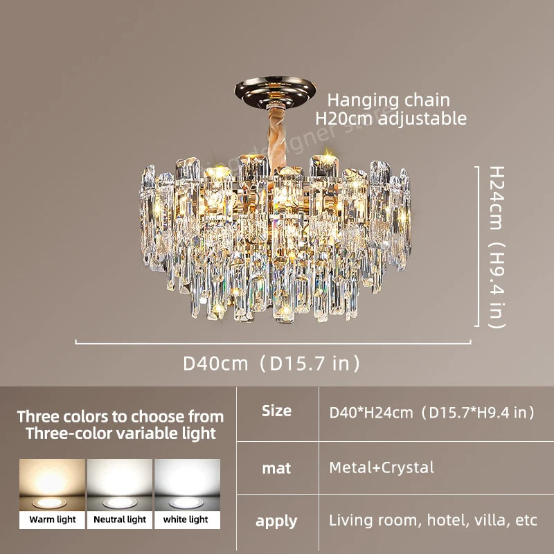 Yingxuan Loft Pendant Light Crystal Chandelier LED Ceiling Lamp For Dining Room Modern Living