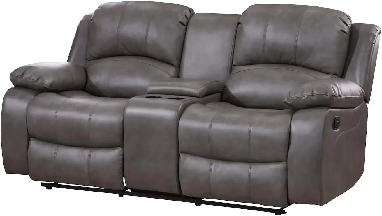2 Piece Leather Air Reclining Sofa Loveseat Set